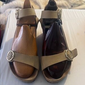 Papillio Taupe Buckle Suede Sandals